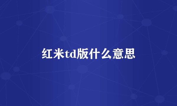 红米td版什么意思
