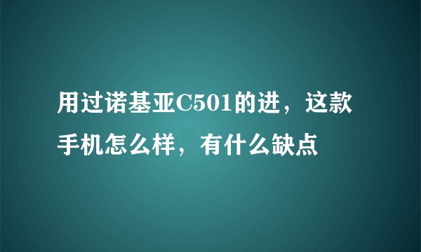 用过诺基亚C501的进，这款手机怎么样，有什么缺点