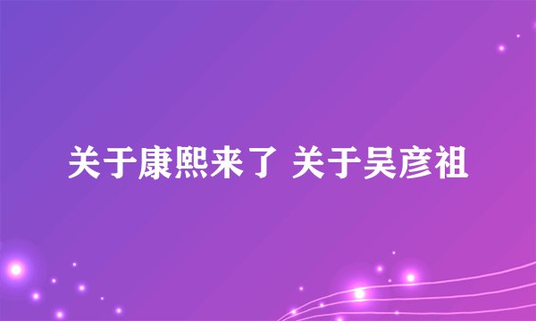 关于康熙来了 关于吴彦祖