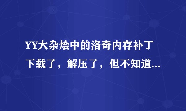 YY大杂烩中的洛奇内存补丁下载了，解压了，但不知道用法。。。 哪位大虾教一下？