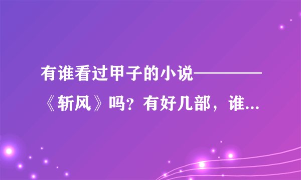 有谁看过甲子的小说————《斩风》吗？有好几部，谁知道该怎么看？？？