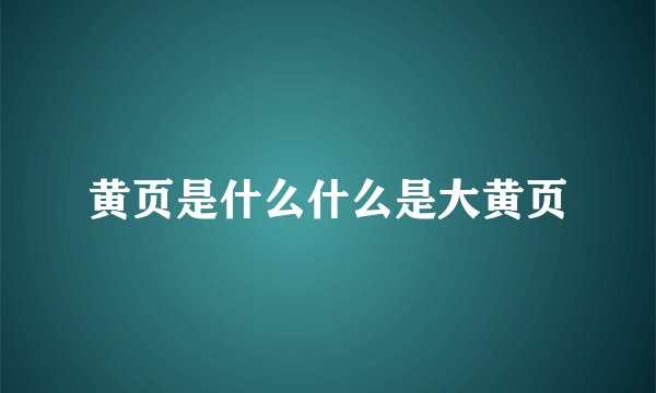 黄页是什么什么是大黄页