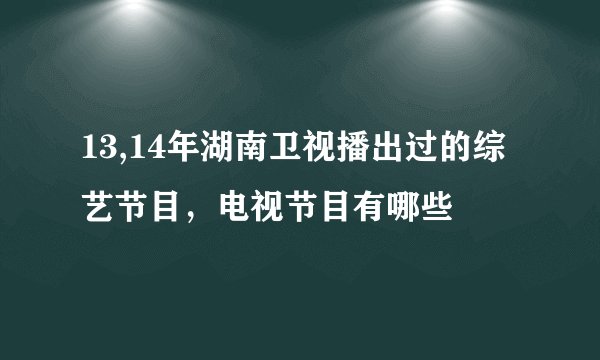 13,14年湖南卫视播出过的综艺节目，电视节目有哪些