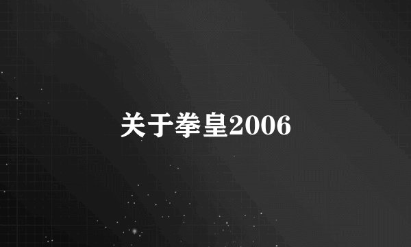 关于拳皇2006