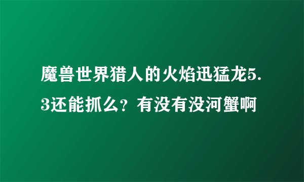 魔兽世界猎人的火焰迅猛龙5.3还能抓么？有没有没河蟹啊