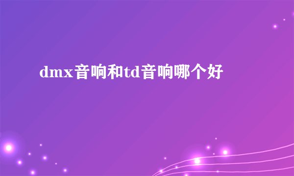 dmx音响和td音响哪个好