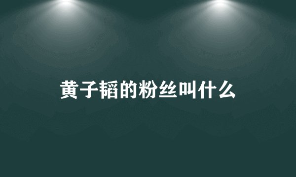 黄子韬的粉丝叫什么
