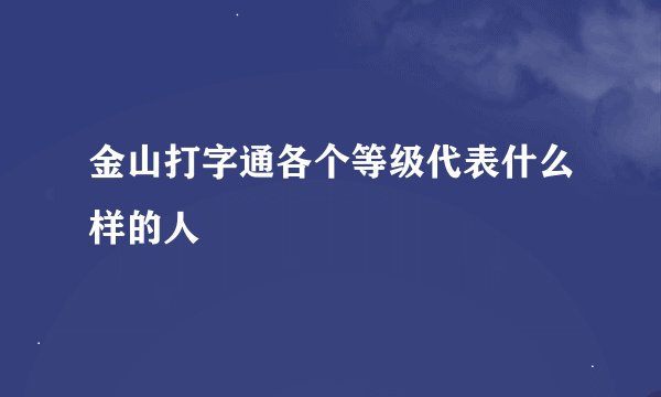 金山打字通各个等级代表什么样的人