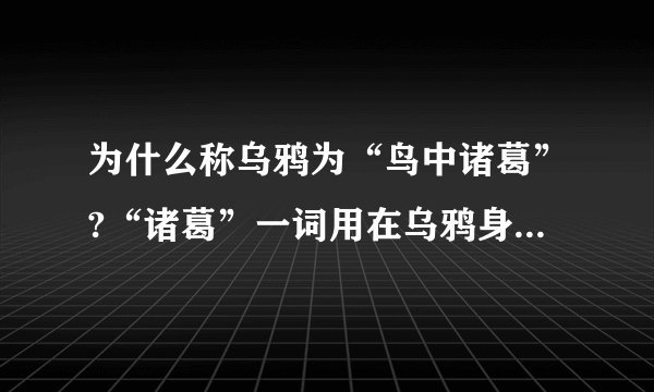 为什么称乌鸦为“鸟中诸葛”?“诸葛”一词用在乌鸦身上是什么意思?
