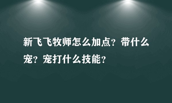 新飞飞牧师怎么加点？带什么宠？宠打什么技能？