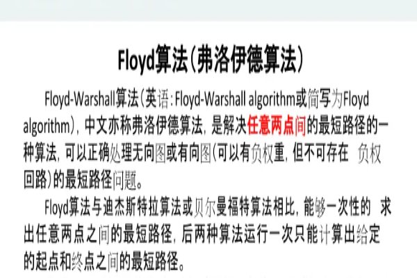 弗洛伊德算法求出最短距离