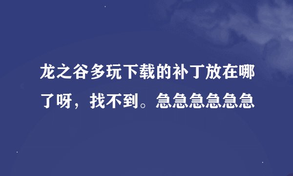 龙之谷多玩下载的补丁放在哪了呀，找不到。急急急急急急