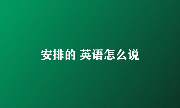 安排的 英语怎么说