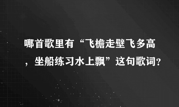 哪首歌里有“飞檐走壁飞多高，坐船练习水上飘”这句歌词？