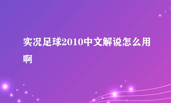 实况足球2010中文解说怎么用啊
