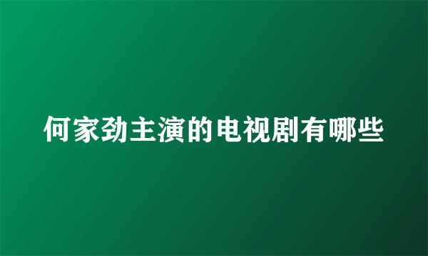 何家劲主演的电视剧有哪些