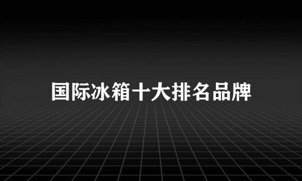 国际冰箱十大排名品牌