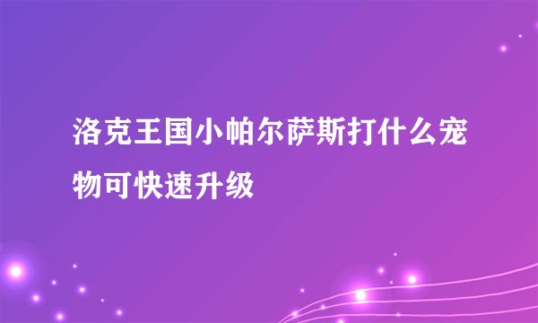 洛克王国小帕尔萨斯打什么宠物可快速升级