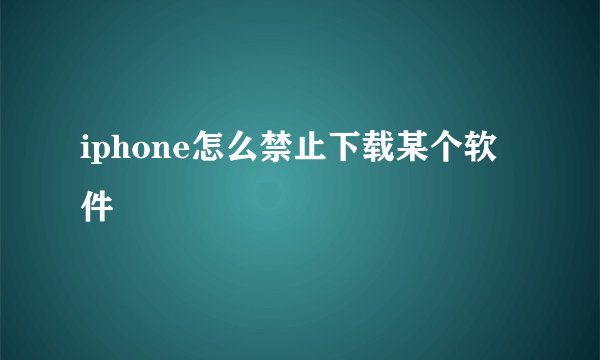 iphone怎么禁止下载某个软件