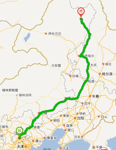 北京到加格打奇距离多远?