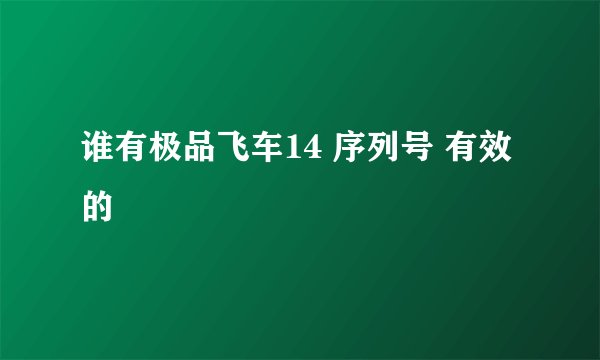 谁有极品飞车14 序列号 有效的