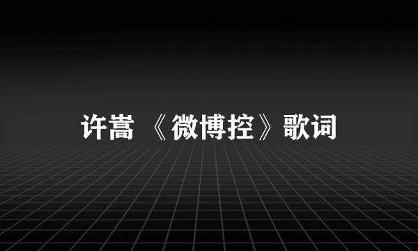 许嵩 《微博控》歌词