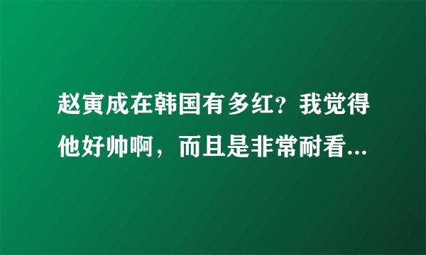 赵寅成在韩国有多红？我觉得他好帅啊，而且是非常耐看的那种。巴厘岛的故事结局好惨啊，大家如何看呢?