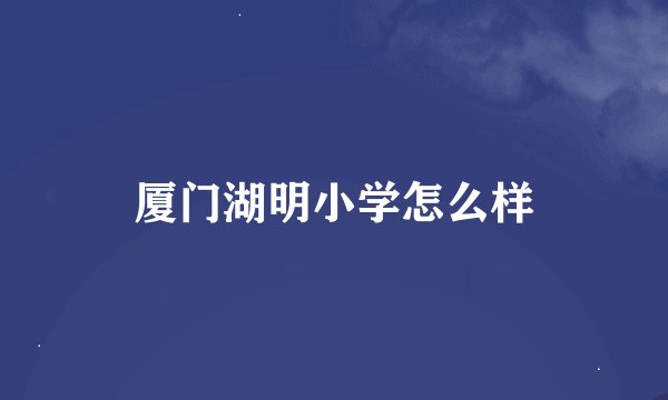 厦门湖明小学怎么样