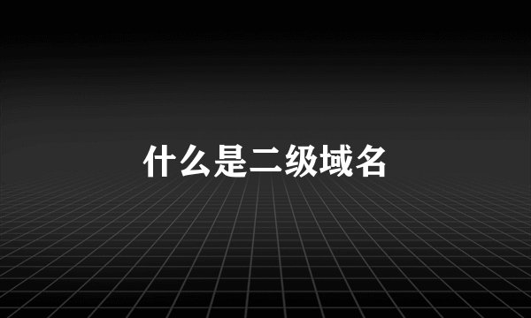 什么是二级域名