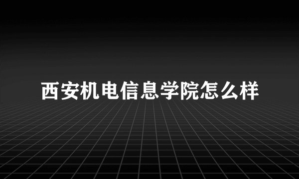 西安机电信息学院怎么样