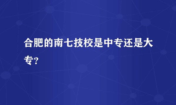 合肥的南七技校是中专还是大专？