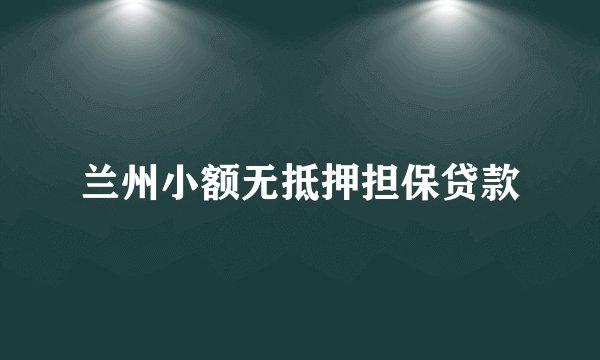 兰州小额无抵押担保贷款