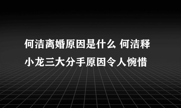 何洁离婚原因是什么 何洁释小龙三大分手原因令人惋惜