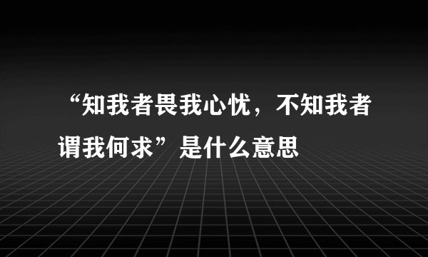 “知我者畏我心忧，不知我者谓我何求”是什么意思