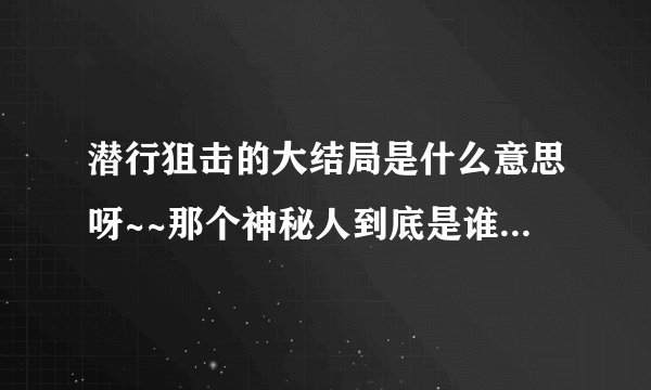 潜行狙击的大结局是什么意思呀~~那个神秘人到底是谁呢？有人说是苏星柏，到底是怎么一回事呢？