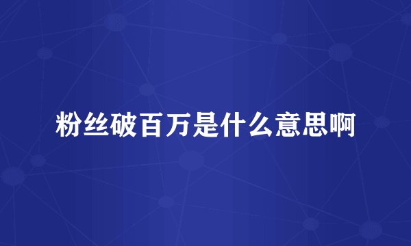 粉丝破百万是什么意思啊