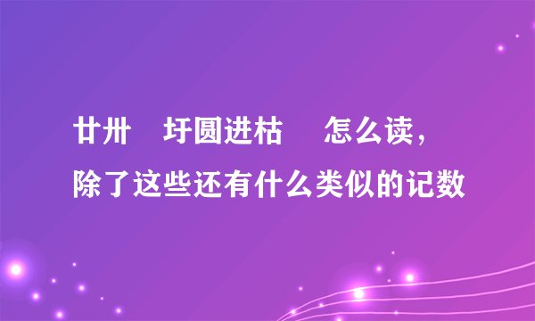 廿卅卌圩圆进枯皕 怎么读，除了这些还有什么类似的记数