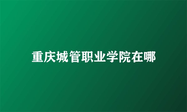 重庆城管职业学院在哪