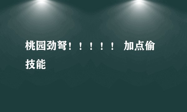 桃园劲弩！！！！！ 加点偷技能