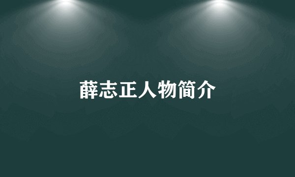 薛志正人物简介