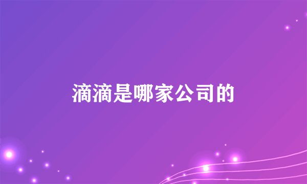 滴滴是哪家公司的