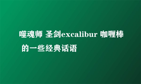 噬魂师 圣剑excalibur 咖喱棒 的一些经典话语