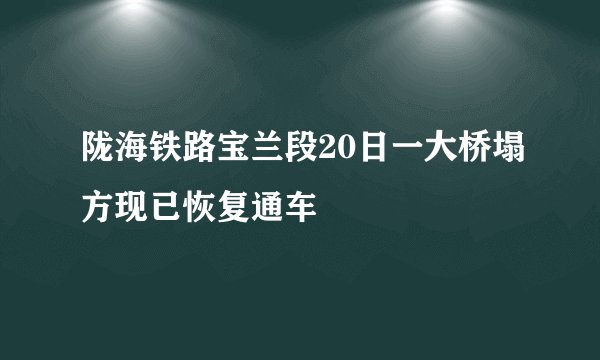 陇海铁路宝兰段20日一大桥塌方现已恢复通车