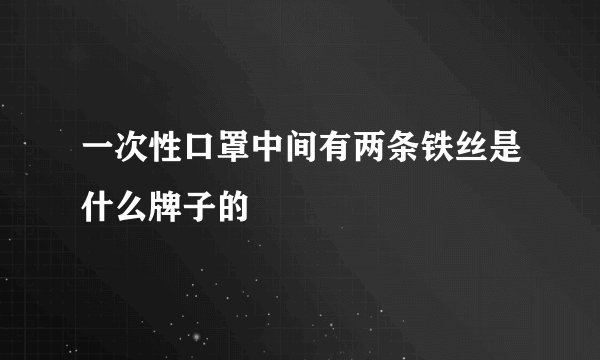 一次性口罩中间有两条铁丝是什么牌子的