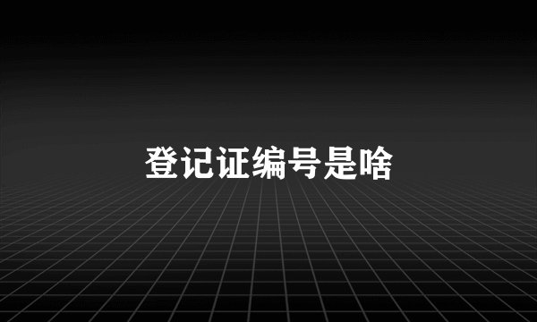 登记证编号是啥