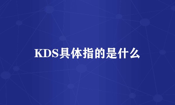 KDS具体指的是什么