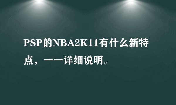 PSP的NBA2K11有什么新特点，一一详细说明。