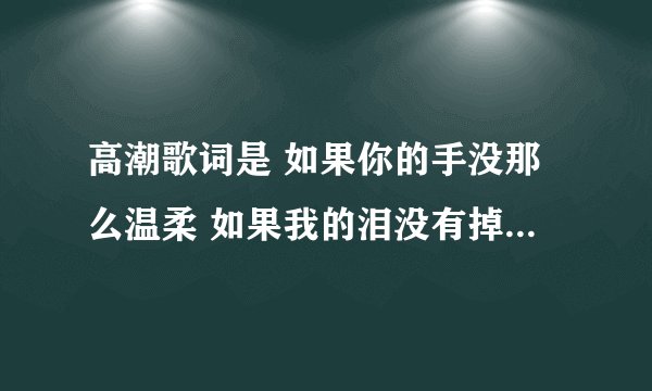 高潮歌词是 如果你的手没那么温柔 如果我的泪没有掉下来 那是什么歌？