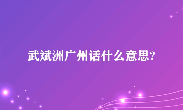 武斌洲广州话什么意思?