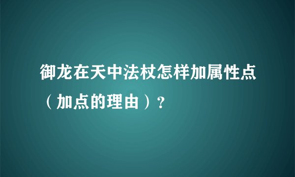 御龙在天中法杖怎样加属性点（加点的理由）？
